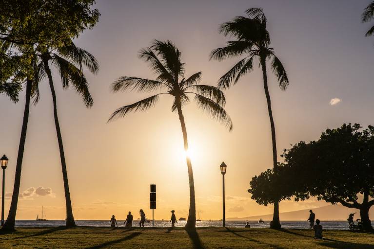 waikiki beach at sunset