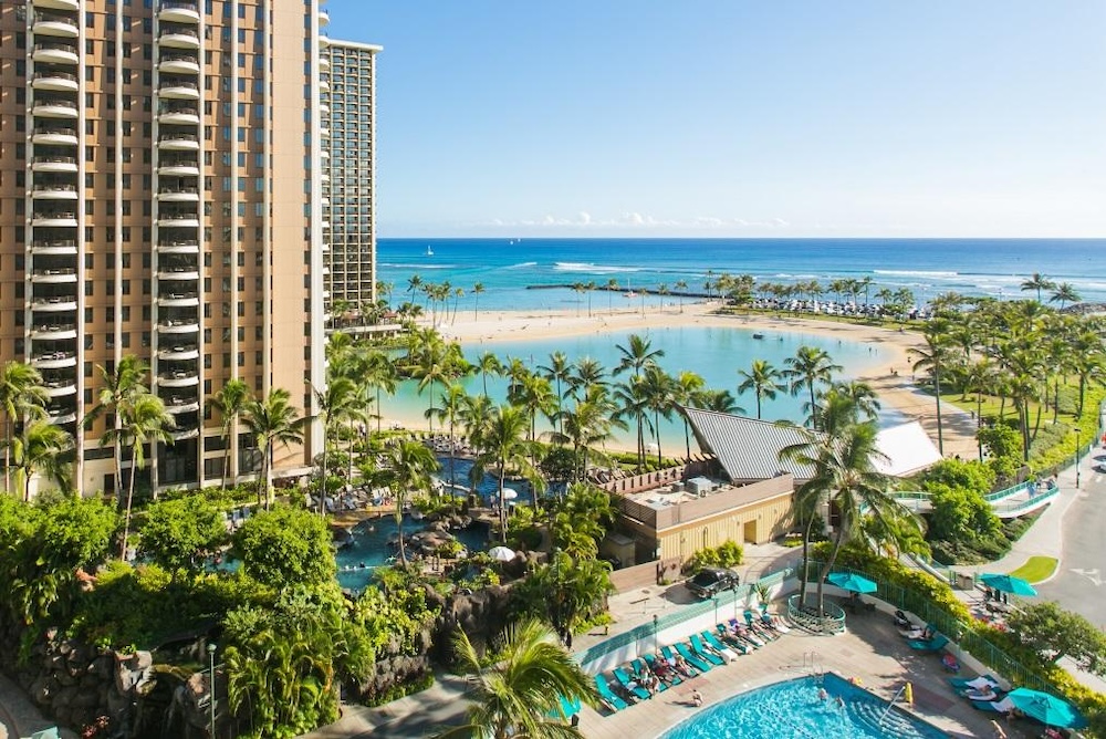 view from ilikai tower in honolulu looking toward ocean